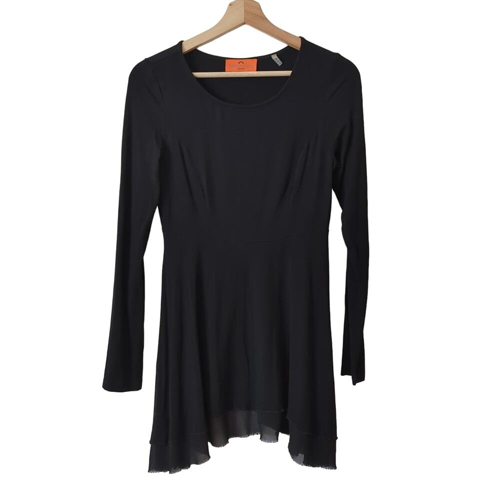 Patrizia luca Milano Womens Top Black Flowy Size S Lagenlook Artsy Asymmetrical